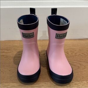 Hatley Pink and Navy Kids Rain Boots